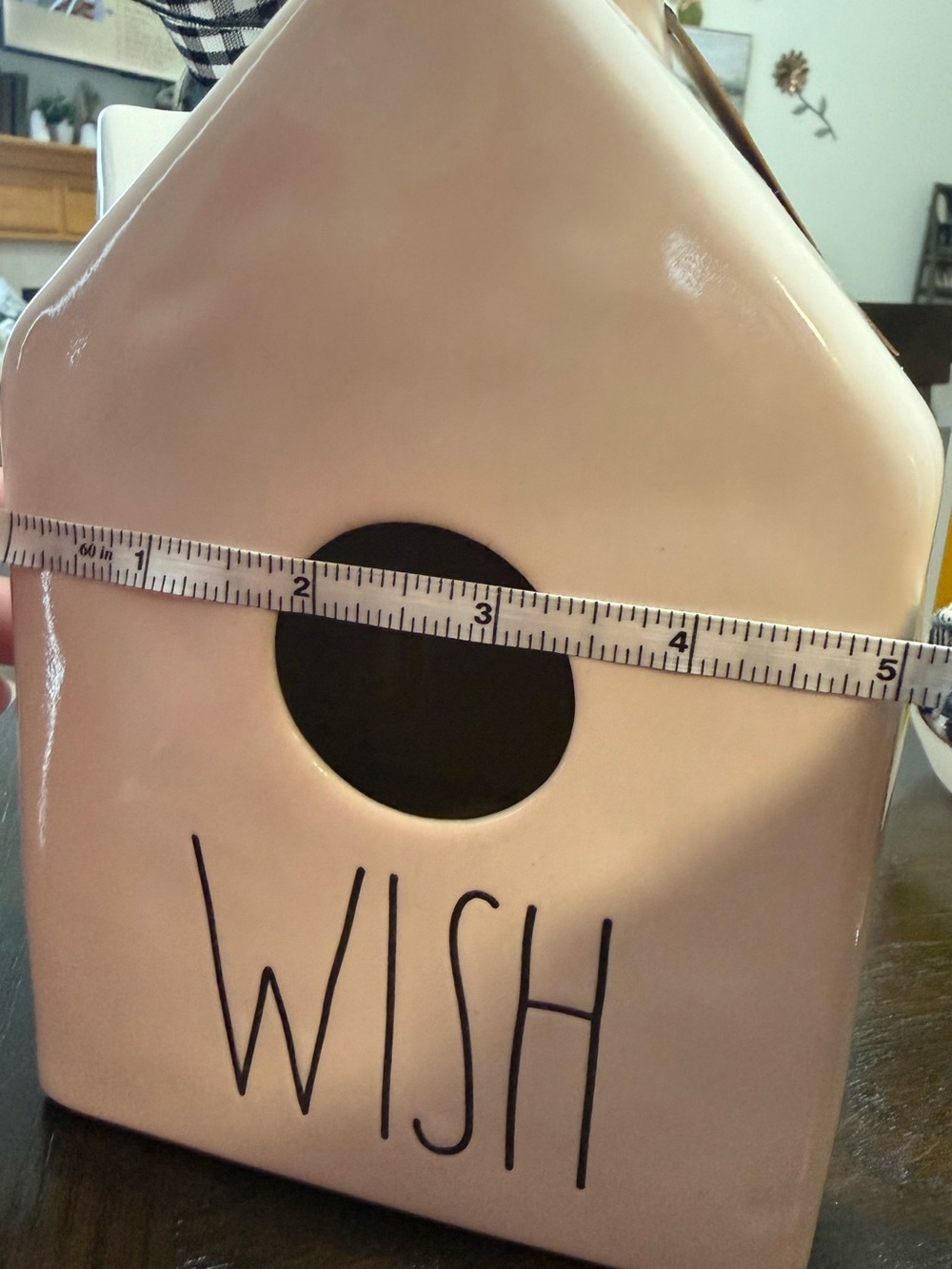 Rae Dunn Pale Pink Ceramic 'WISH' Birdhouse Accent